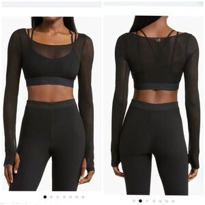 Alo Yoga Airlift Ballet Dream Long Sleeve Bra Top Black Sz Large NWT